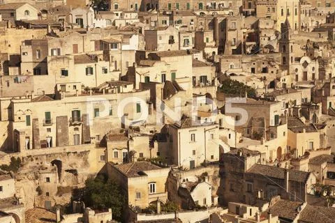 Cave dwellings, Sasso Barisano, UNESCO World Heritage Site, Matera, Basilicata, Stock Photos