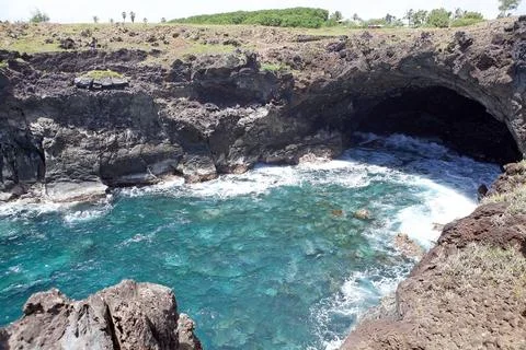 Cave at Easter island, Chile Stock Photos