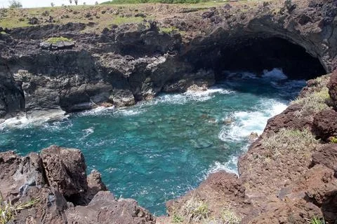 Cave at Easter island, Chile Stock Photos