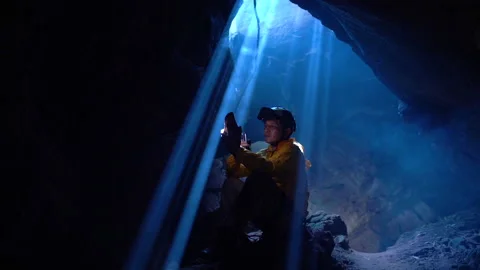 Cave explorers in Phu Langka National Park Stock Footage 133799653