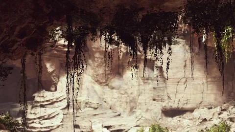 Cave in an extinct volcano on the island Stock Illustration