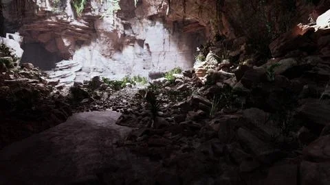 Cave in an extinct volcano on the island Stock Illustration