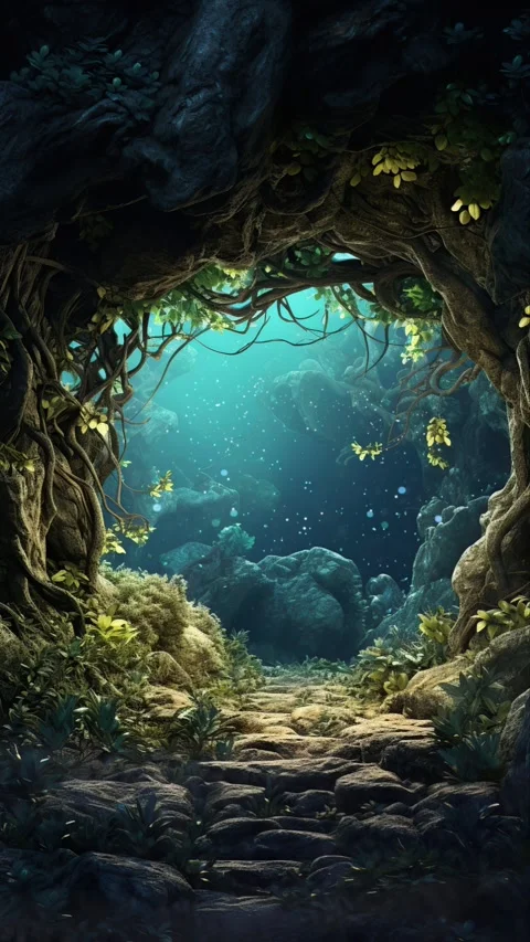 A Cave in the forest hidden in the lush jungle Stock Footage 281552662