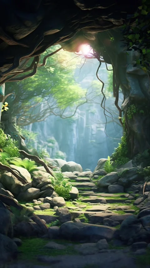 A Cave in the forest hidden in the lush jungle Stock Footage 281552707