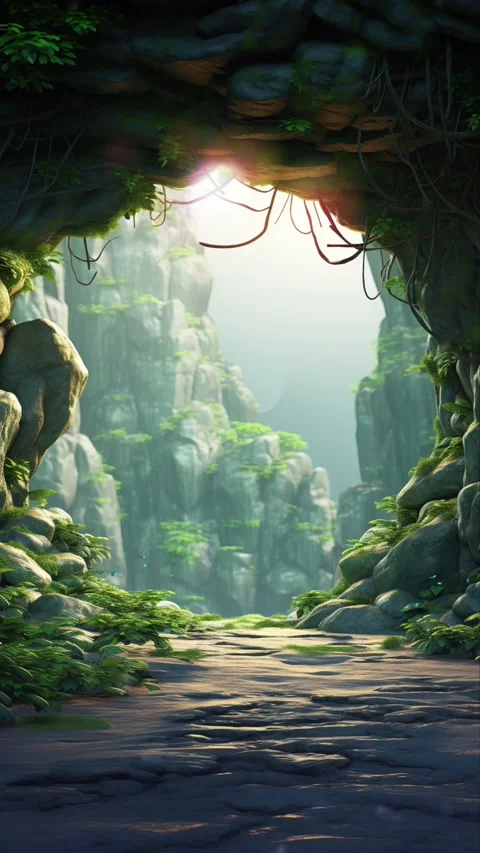 A Cave in the forest hidden in the lush jungle Stock Footage 281552740