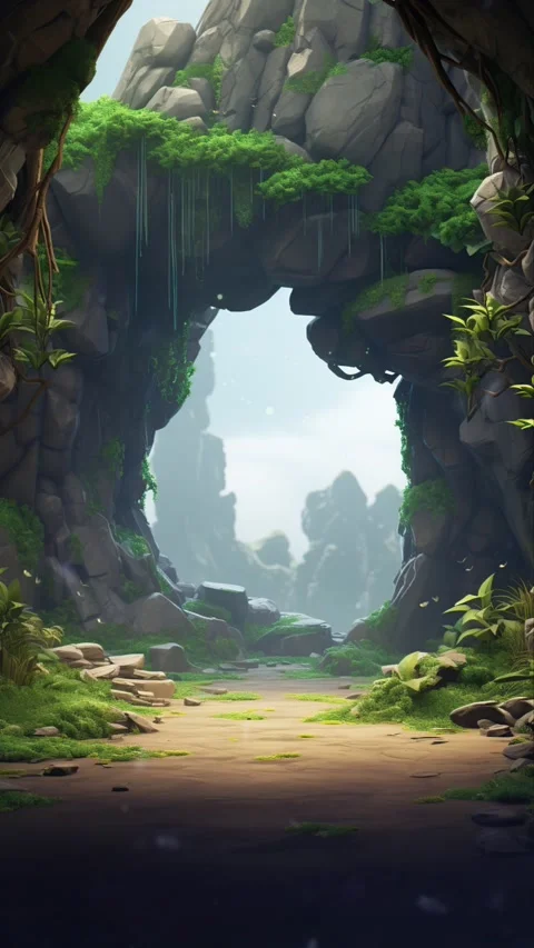 A Cave in the forest hidden in the lush jungle Stock Footage 281552765