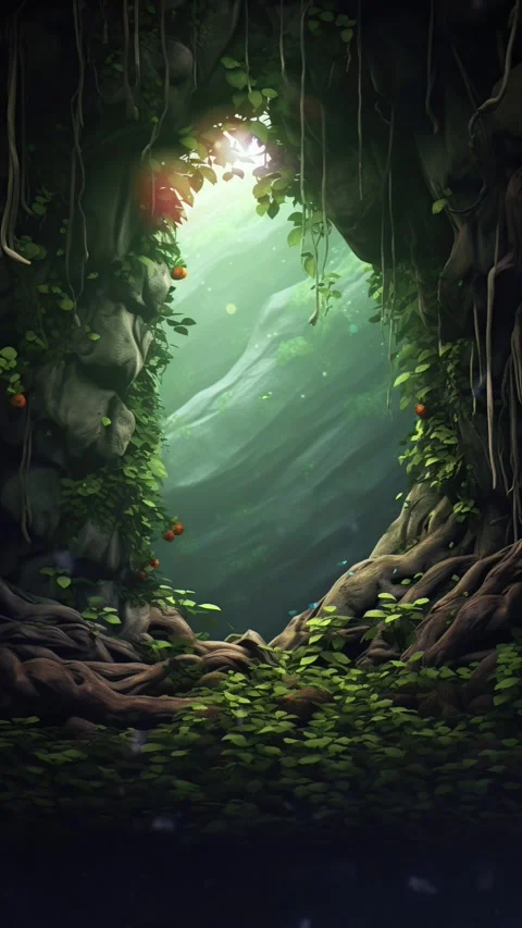 A Cave in the forest hidden in the lush jungle Stock Footage 281552766