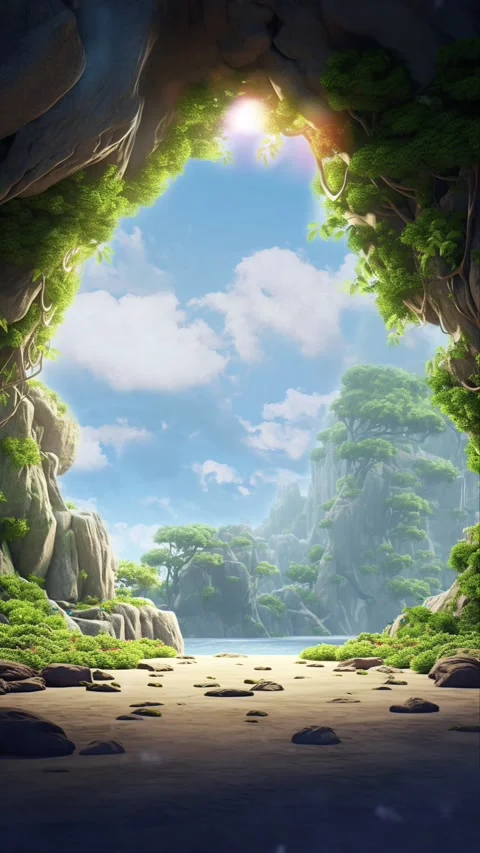 A Cave in the forest hidden in the lush jungle Stock Footage 281552769