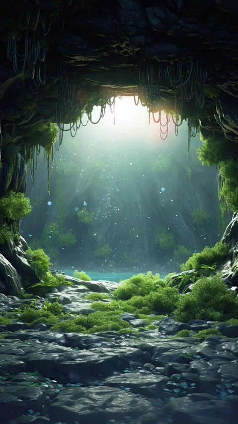 A Cave in the forest hidden in the lush jungle Stock Footage 281552774