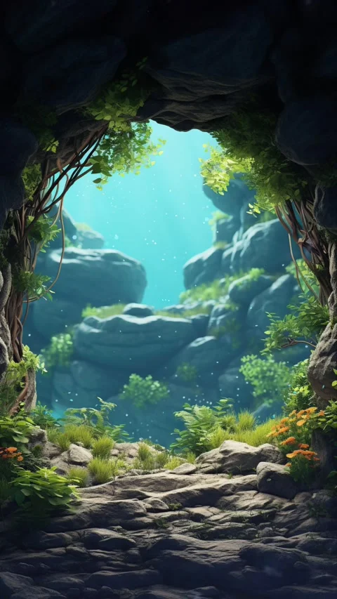 A Cave in the forest hidden in the lush jungle Stock Footage 281552803