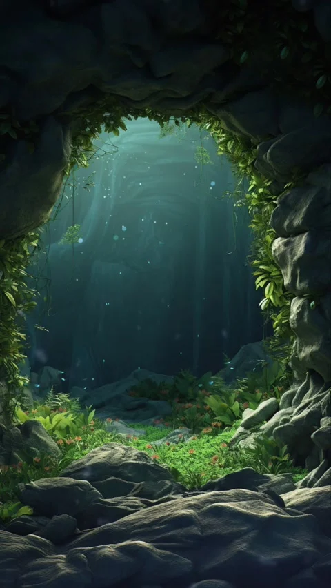 A Cave in the forest hidden in the lush jungle Stock Footage 281552804