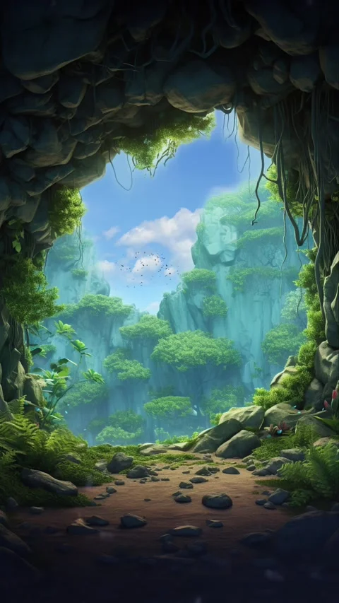 A Cave in the forest hidden in the lush jungle Stock Footage 281552858
