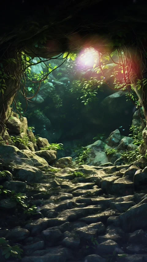 A Cave in the forest hidden in the lush jungle Stock Footage 281552875