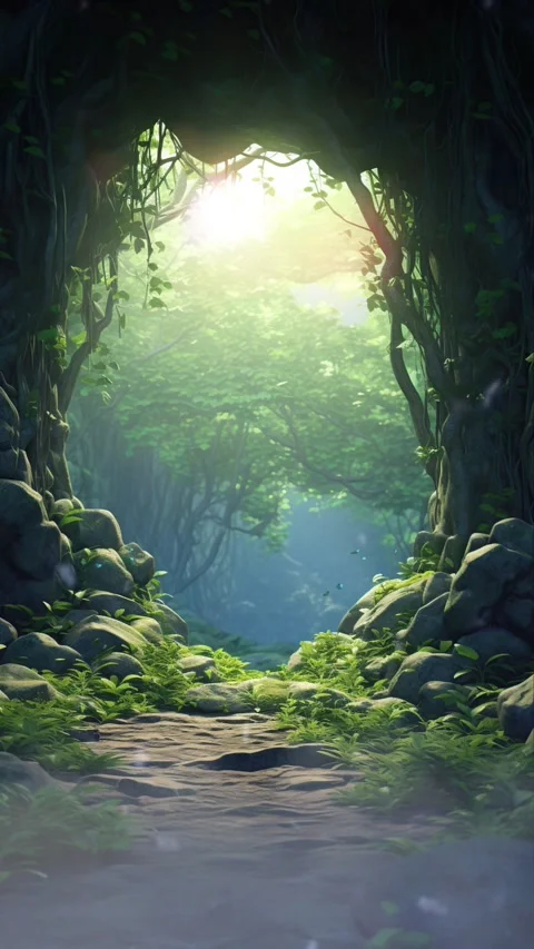 A Cave in the forest hidden in the lush jungle Stock Footage 281552957