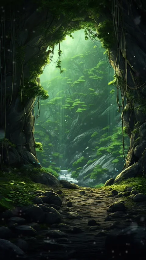 A Cave in the forest hidden in the lush jungle Stock Footage 281552961