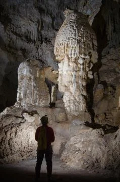 Cave formations in a cave in Carlsbad Caverns National Park Stock Photos