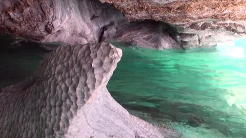 Cave General Carrera in mountain in Patagonia Argentina Lago Buenos Aires. Stock Footage