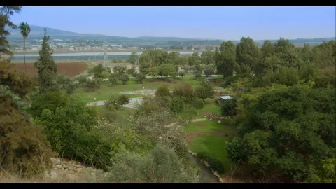 Cave of Gideon Wide Shot (Ma'ayan Harod) Harod's Spring Stock Footage 270177935