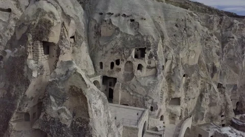 Cave hotel built in rock formation ,Cappadocia, Turkey. Cave hotel built in Stock Footage 167228853