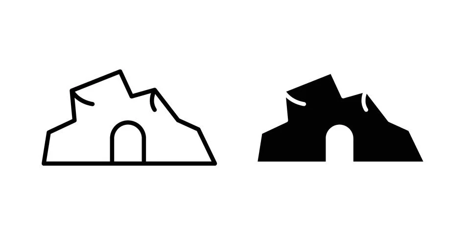 Cave icon linear versions pack on white background Stock Illustration