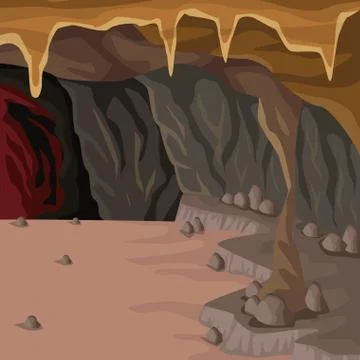 Cave interior background in deep mountain Illustrazione stock