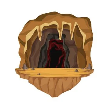 Cave interior scene in deep mountain Illustrazione stock