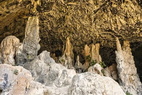 Cave interior with visible effects of karst processes like stalagmite and s.. Stock-Fotos