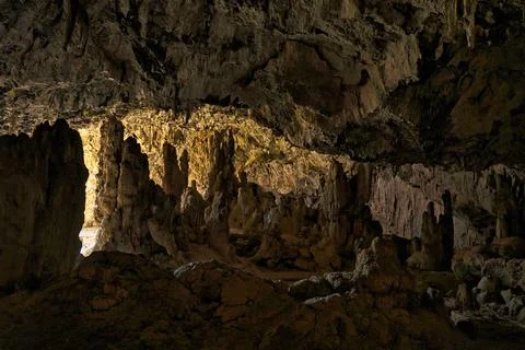 Cave interior with visible effects of karst processes Stock Photos