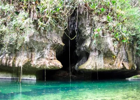 Cave in the jungle of Belize Stock Photos