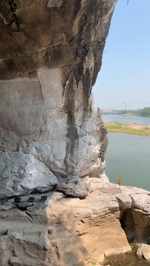 Cave on the Li river in Guilin Stock Footage 341276476