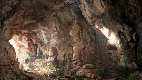 A cave with a light coming from it Stock Footage 256785033