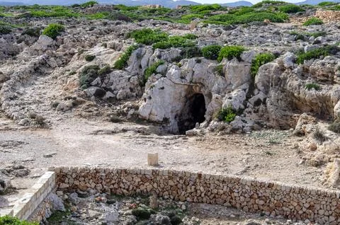 Cave of the lighthouse of the cavalry, Menorca. Stock Photos