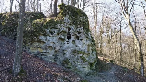 Cave monastery complex in forest Krehiv, Ukraine Stock Footage 126352967