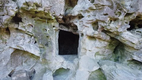 Cave monastery complex in forest Krehiv, Ukraine Stock Footage 126353411