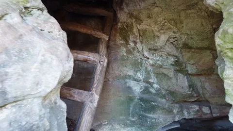 Cave monastery complex in forest Krehiv, Ukraine Stock Footage 126353545