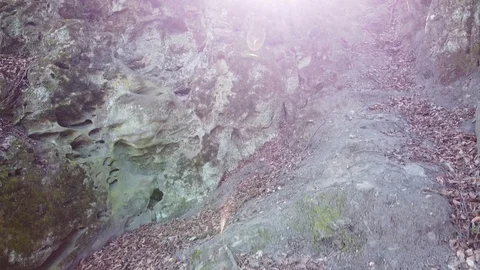 Cave monastery complex in forest Krehiv, Ukraine Stock Footage 126353770