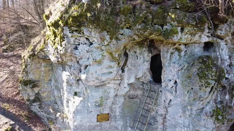 Cave monastery complex in forest Krehiv, Ukraine Stock Footage 126353909