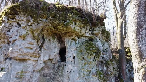 Cave monastery complex in forest Krehiv, Ukraine Stock Footage 126354100
