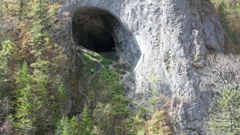 Cave Opening on Mountain Side Stock Footage 266931882