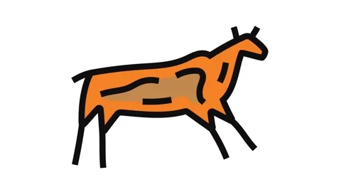 Cave paintings human evolution color icon animation Stock Footage 326097293