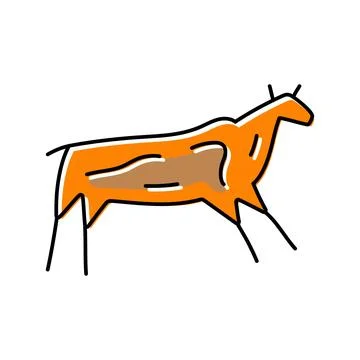 Cave paintings human evolution color icon vector illustration Stock Illustration