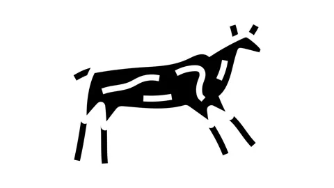 Cave paintings human evolution glyph icon animation Stock Footage 326155539