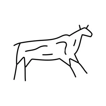 Cave paintings human evolution line icon vector illustration Stock Illustration