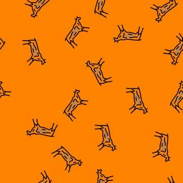 Cave paintings human evolution vector seamless pattern Stock Illustration