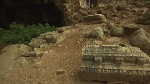 Cave of Pan, Ancient Caesarea Philippi, Golan Heights Stock Footage 324819566