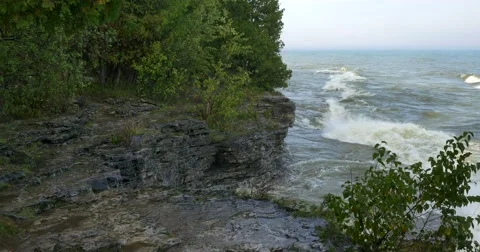 Cave Point County Park, Door County, WI Stock Footage 55696451