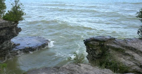 Cave Point County Park, Door County, WI Stock Footage 55696601