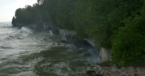 Cave Point County Park, Door County, WI Stock-Footage 55696961