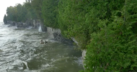 Cave Point County Park, Door County, WI Stock Footage 55744156