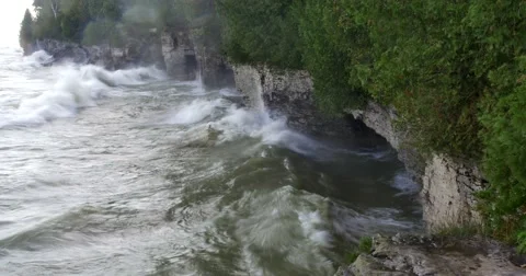 Cave Point County Park, Door County, WI Stock-Footage 55808744